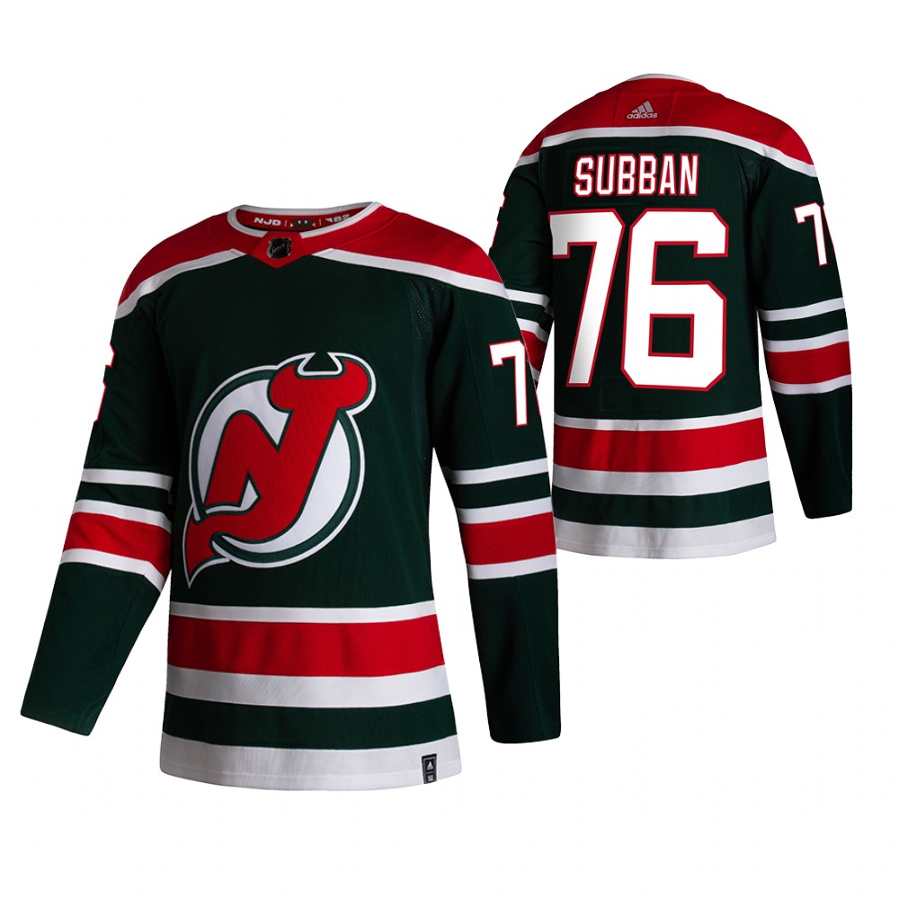 2021 Adidias New Jersey Devils 76 P.K. Subban Green Men Reverse Retro Alternate NHL Jersey